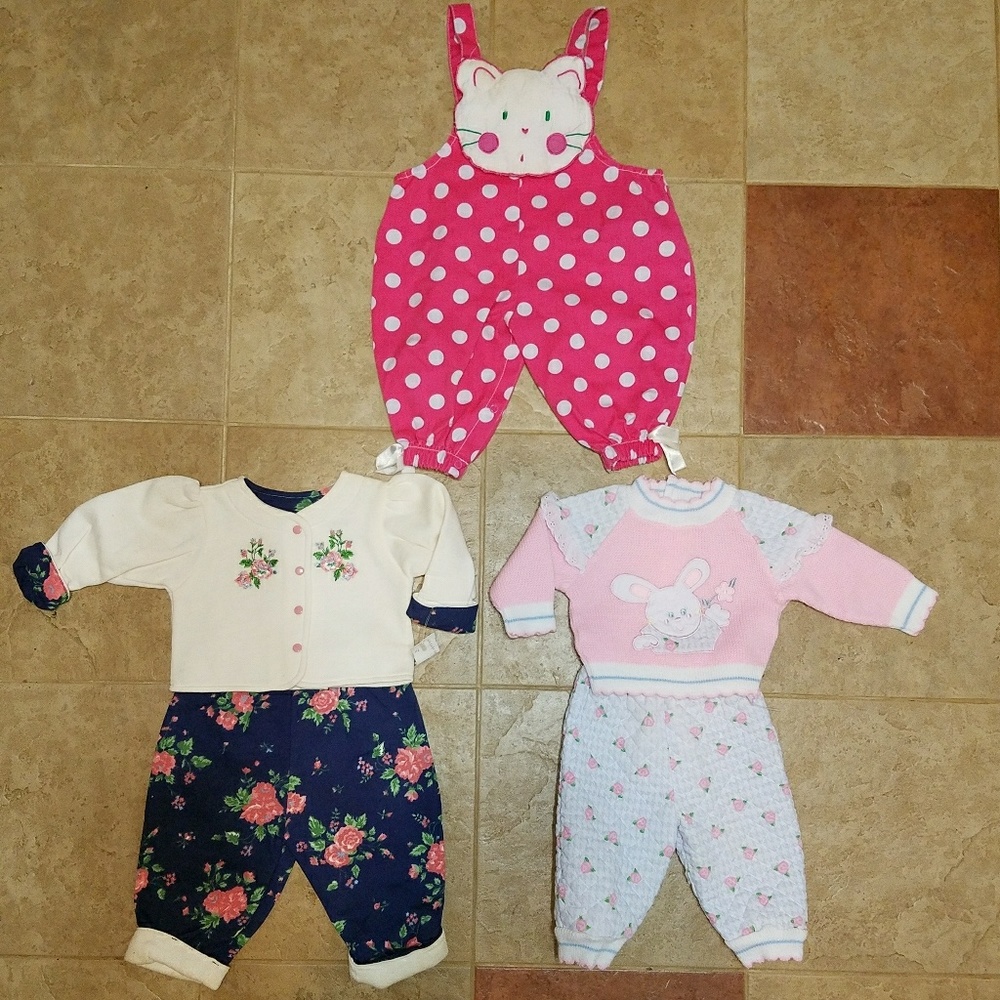 Lot of 3 Vintage Infant Outfits 3/6/9 Months